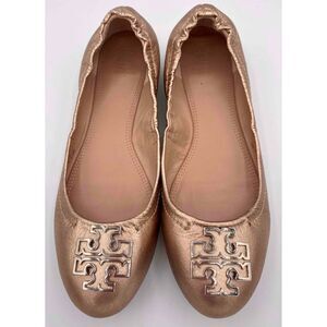 Tory Burch Melinda Ballet Almond Toe Leather Gold 22158582.78 Flat Size 8.5